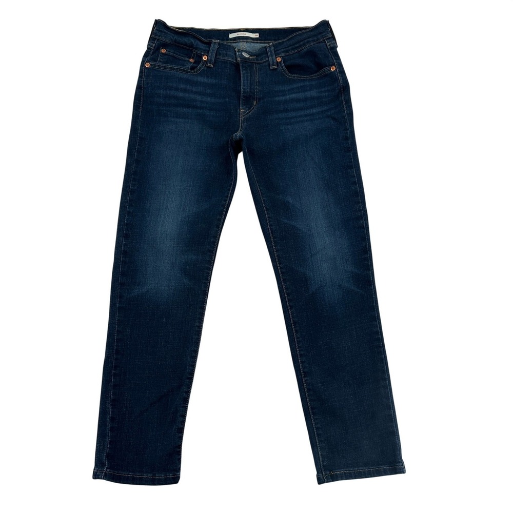 Levis Womens 28 Boyfriend Jeans Dark Wash Denim Mid Rise Tapered Leg Classic